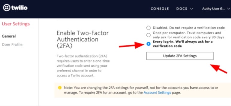 Twilio Authy 2FA.