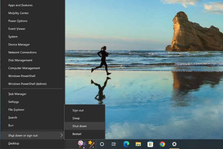 Windows 10 Win + X menu.