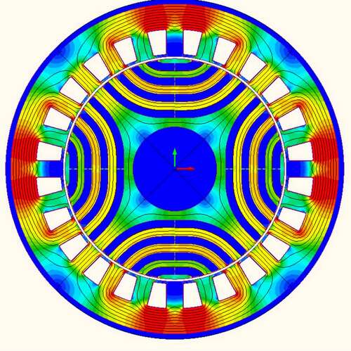 A drawing of a blue circle with many smaller circles and half-circles inside.