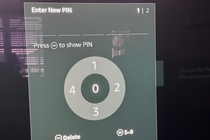 Screenshot showing how to enter a PIN on a Amazon Fire.