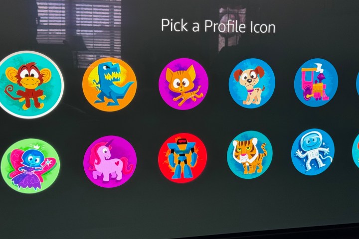 A screenshot showing icons for kid profiles on Fire TV.