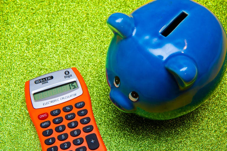 piggy bank and calculator