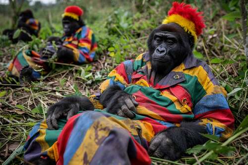 gorillas in clown suits