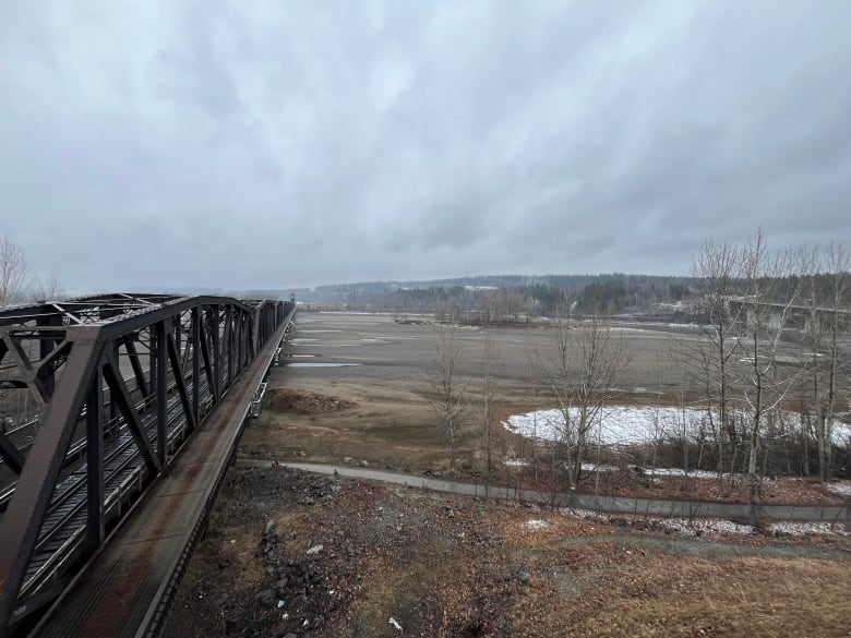 A bridge over dry land.