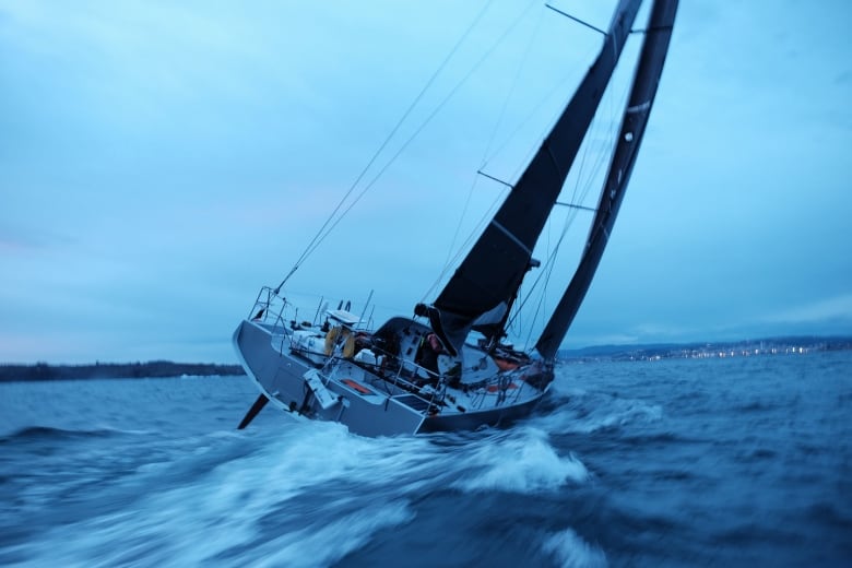 A sail boat on the water.