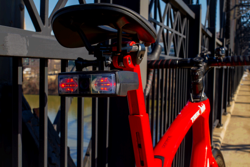 Copilot mounted to the rear of a road bike