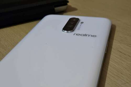 A close-up shot of the back of the Realme X2 Pro smartphone.