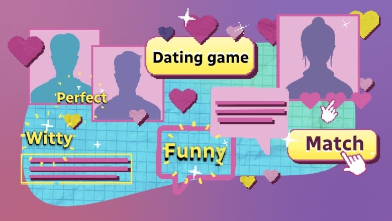 A graphic portraying dating as a game. 