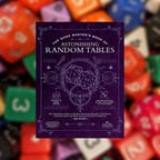 A purple book on a blurry dice background