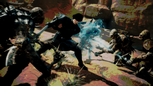 A Mystic Spearhand attacks enemies in Dragon's Dogma 2.