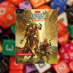 Eberron book on blurry dice background