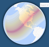 The projected path of the total solar eclipse on April 8, 2024 across the globe