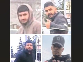 Akashdeep Singh, 28 (top left), and Ramanpreet Massih, 23 (top right), are wanted along with two unidentified men for a violent road rage incident that happened in Brampton on Wednesday, March 27, 2024.