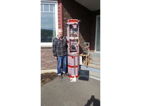 David Hunter poses with the payload for the Balloon Solar Eclipse Project in Florenceville-Bristol, N.B., on March 4.