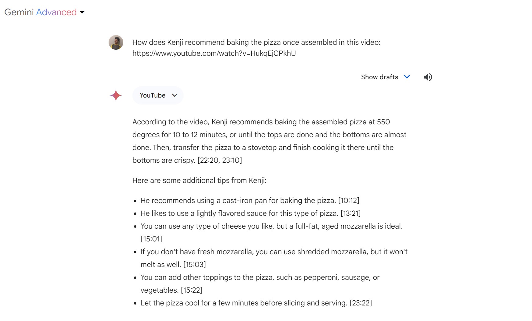 gemini youtube transcript feature