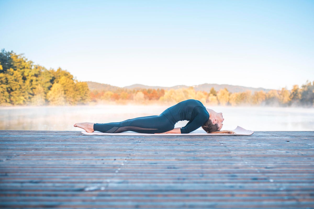 A woman in fish pose