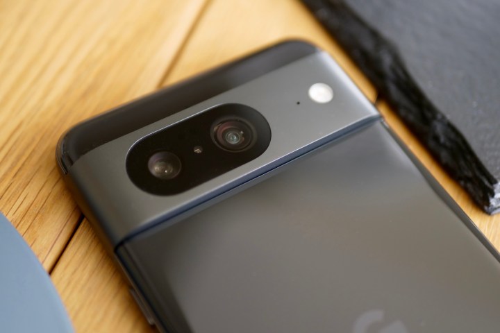 The Google Pixel 8's camera module.