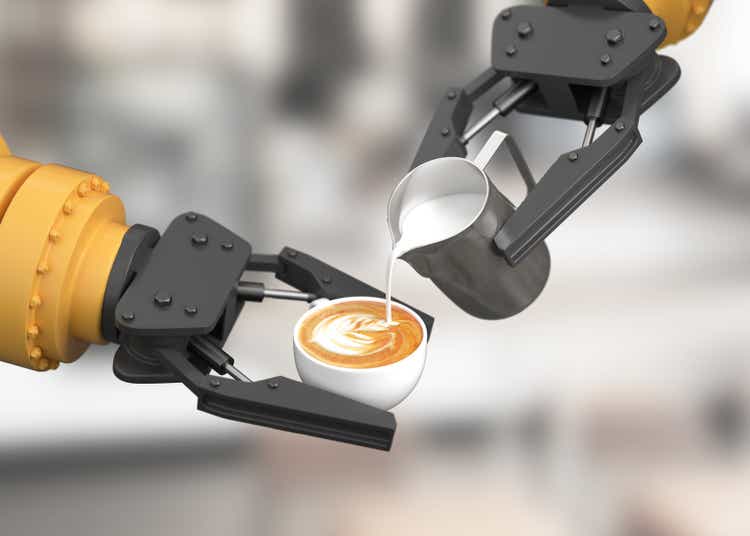 Robotic arm make latte art