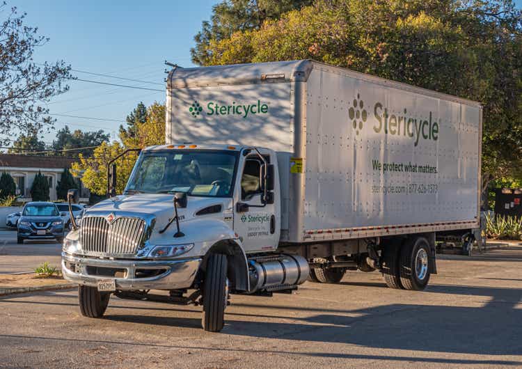 Closeup of Stericycle Truck, Santa Barbara, California, USA