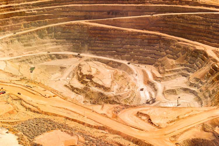 Aerial view of the pit of a copper a mine