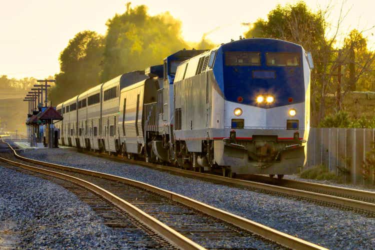 Amtrak Coast Starlight Train at Sunset Time