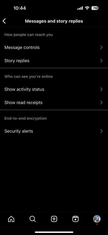 Scroll down to "messages and story replies" in Instagram.