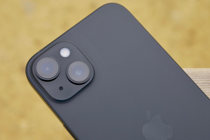 The Apple iPhone 15 Plus's camera lenses.