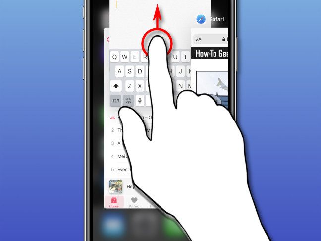 In iPhone app switcher, swipe upward on the app thumbnails to close the apps.