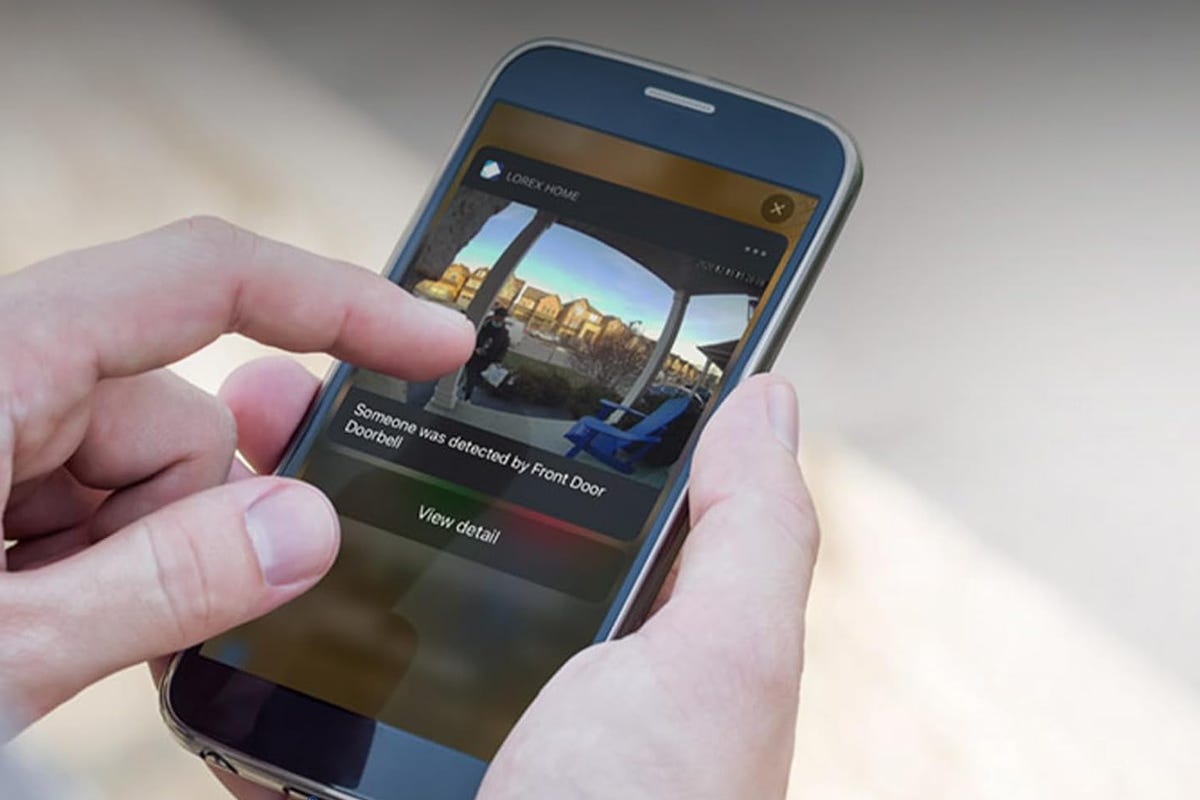The app view from a Lorex doorbell on a phone.