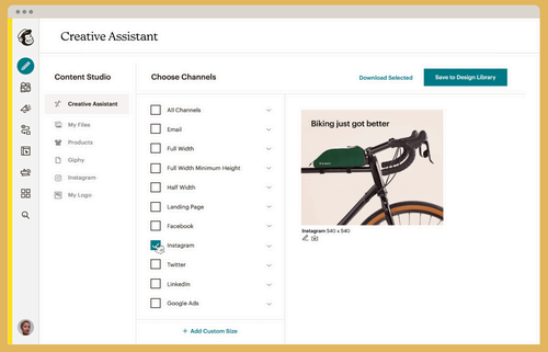 Mailchimp creative assistant content studio.