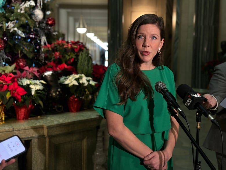 Regina NDP MLA Meara Conway wearing a green top 