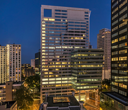 Office tower in the blue hour