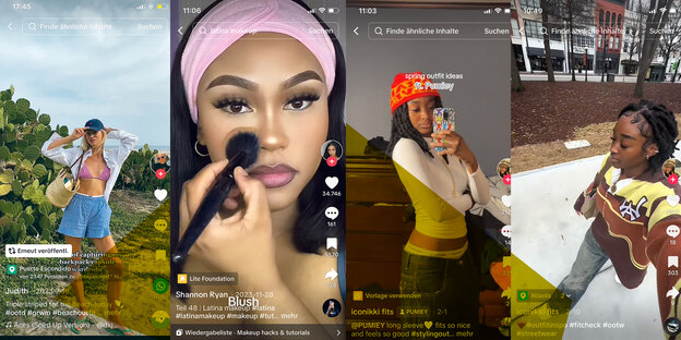 Screenshots von Frauen auf Tiktok