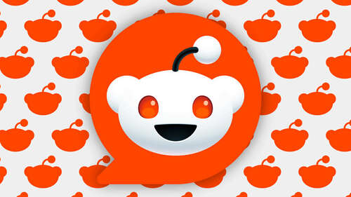 Reddit logo on a pattern of logo silhouettes