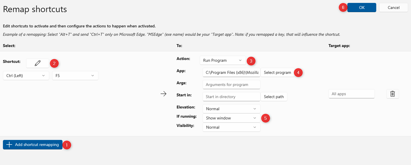 Remapping a shortcut in PowerToys.