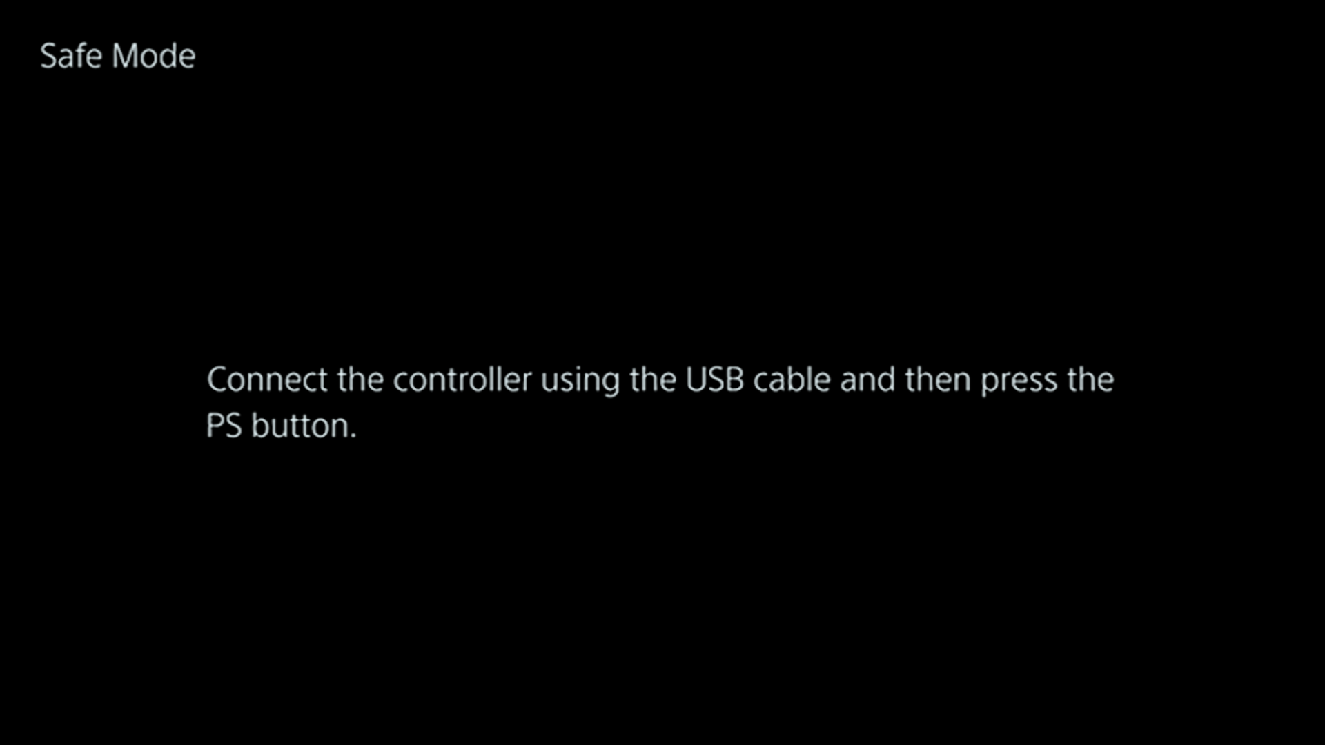 Instructions for connecting a controller to a PS5 in Safe Mode.