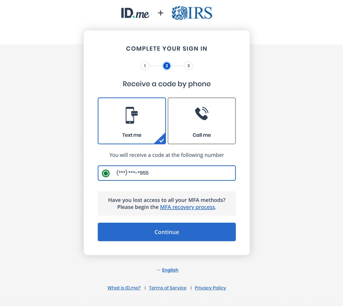 ID.ME two-factor authentication for IRS Direct File