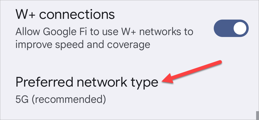 Android Preferred Network Type.