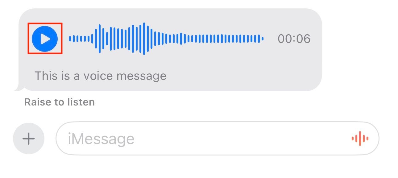 Playing a received voice message on an iPhone.