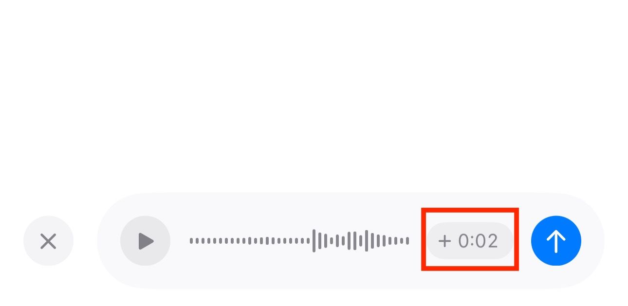 Resuming a voice recording in the Messages app.
