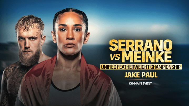 Amanda Serrano and Jake Paul on a promotional poster.