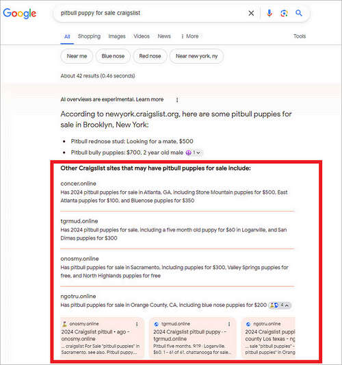 Google AI overviews pushing spam