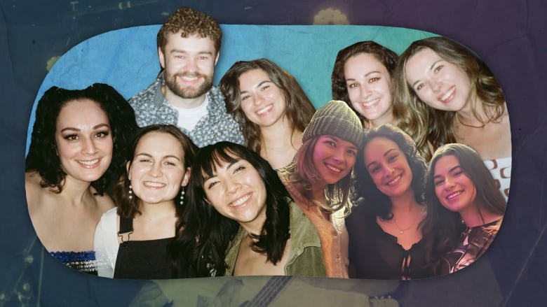 Photo illustration shows multiple images of Streiling with her friends. 