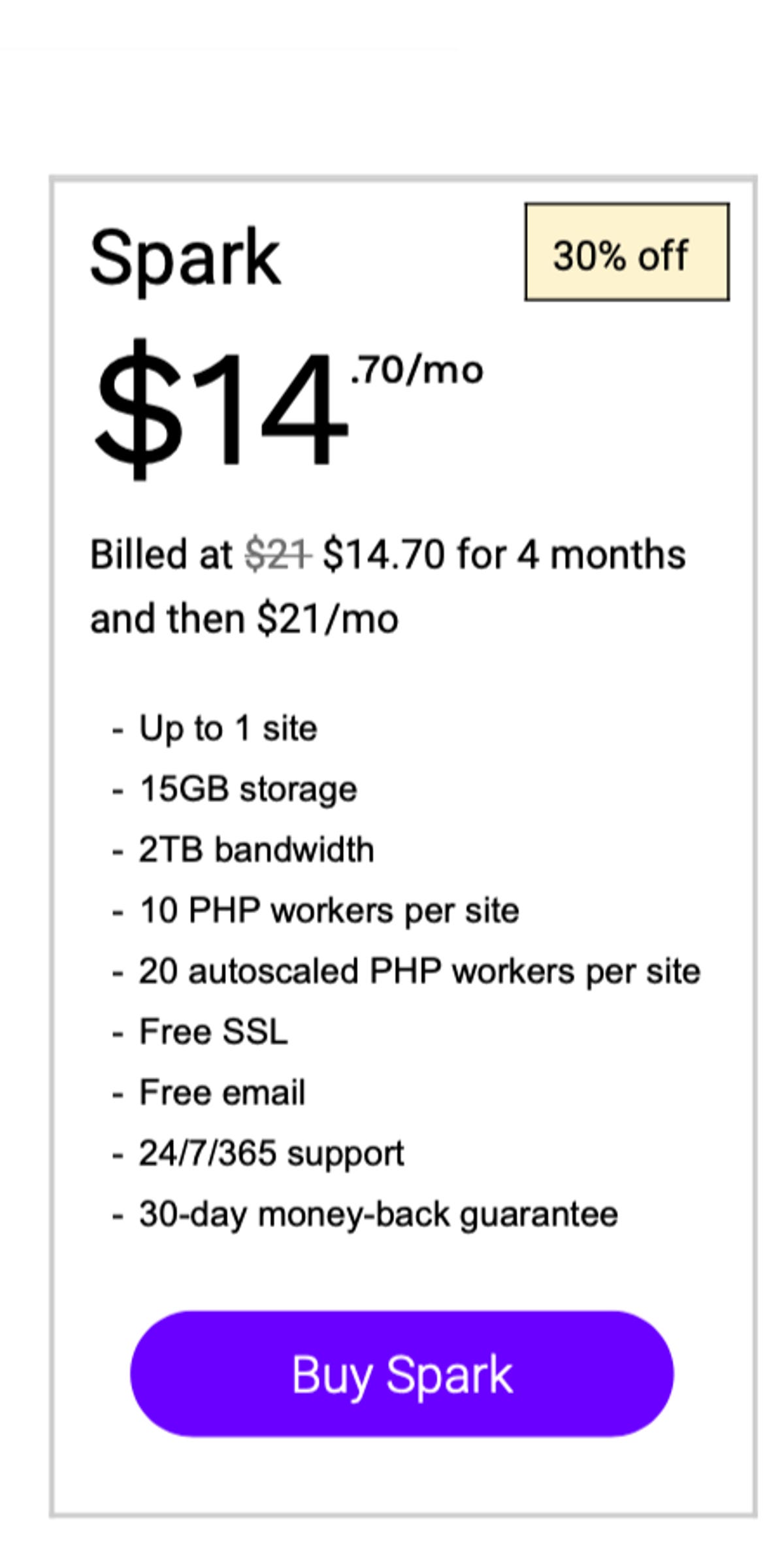 Nexcess Spark pricing.