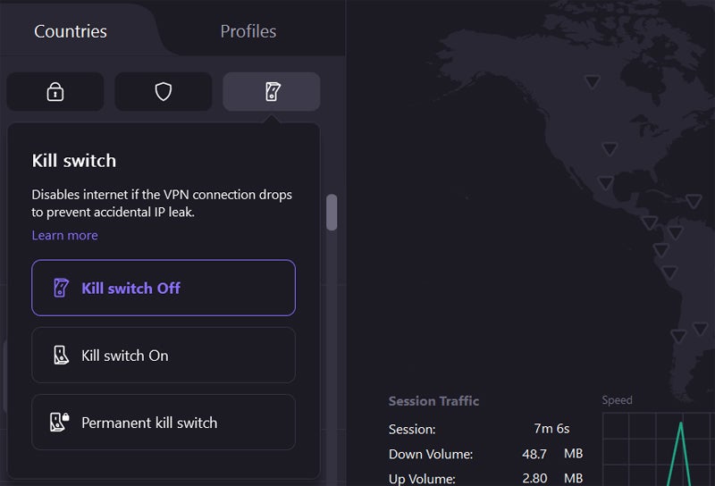Proton VPN kill switch.