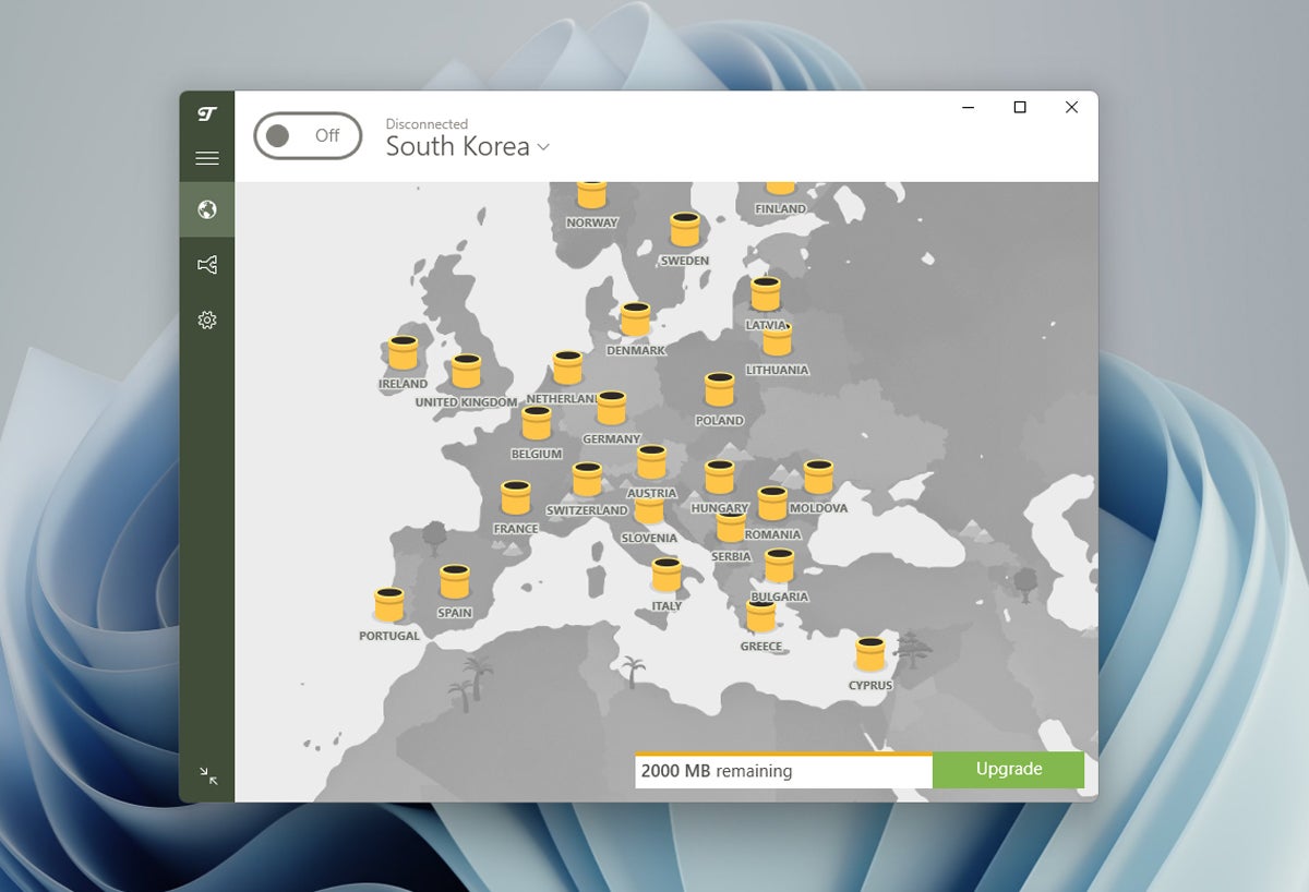 TunnelBear desktop main dashboard.