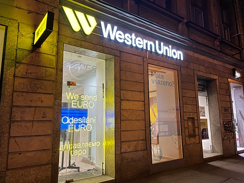 Western Union Office in Prague.