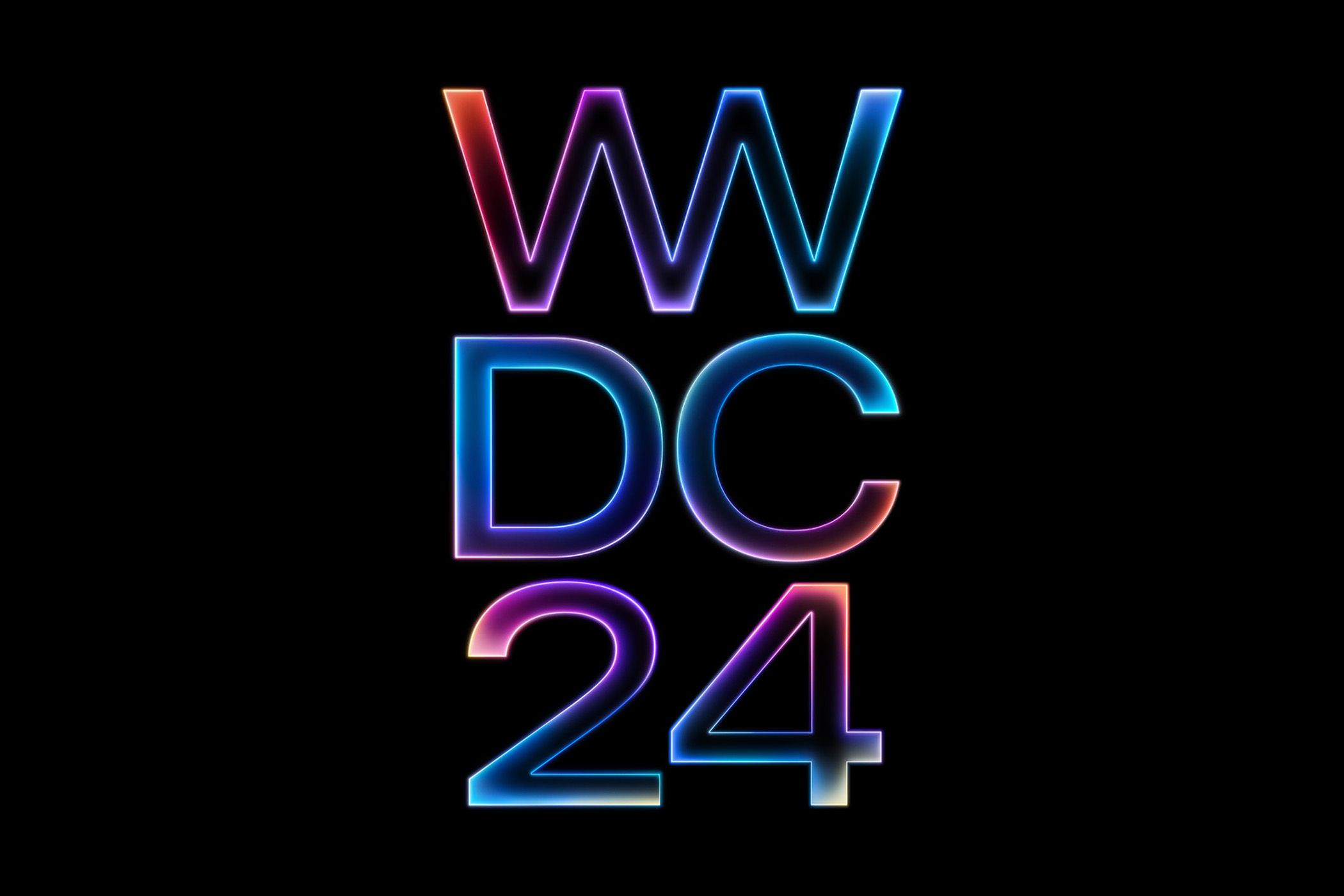 A WWDC2024 logo on a black background.