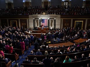 FILE - President Joe Biden delivers the State of the Union address to a joint session of Congress at the U.S. Capitol, Feb. 7, 2023, in Washington. It's an annual process that former presidential speechwriters say take months. Speechwriters have the uneviable task of taking dozens of ideas and stitching into a cohesive narrative of a president's vision for the year.