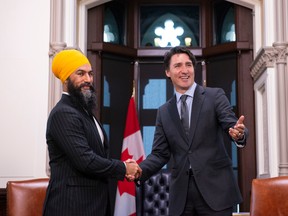 NDP Leader Jagmeet Singh, left, and Prime Minister Justin Trudeau